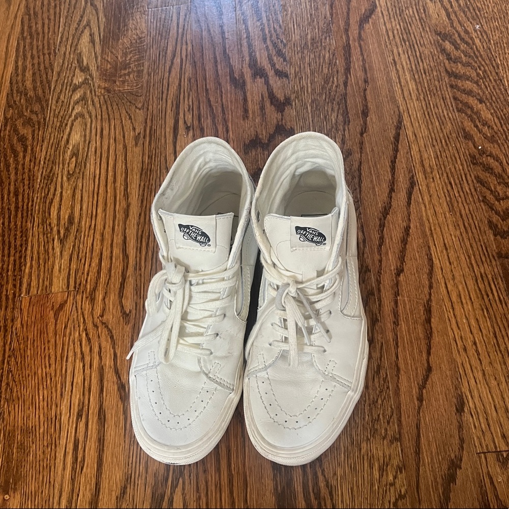 Vans womens white leather high tops
